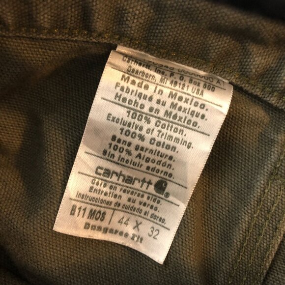 Carhartt Washed Duck Utility Work Pant Dungaree Fit B11 Green 44x32 Actual 42x30 - Picture 4 of 4